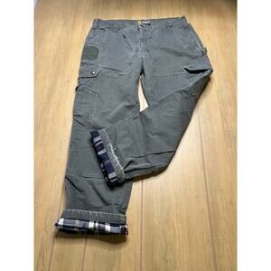 Vintage Carhartt Green Ripstop Cargo Double Knee‎ flannel-lined Actual Sz 38x30